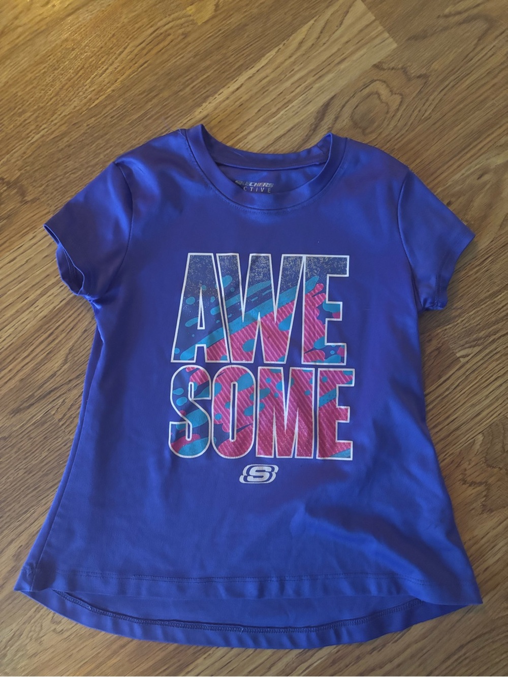 Skechers Purple Graphic "AWESOME" Short Sleeve Tee